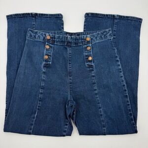 Boden Sailor Wide Leg Jeans Dark Wash Button Fly Women Size 14R